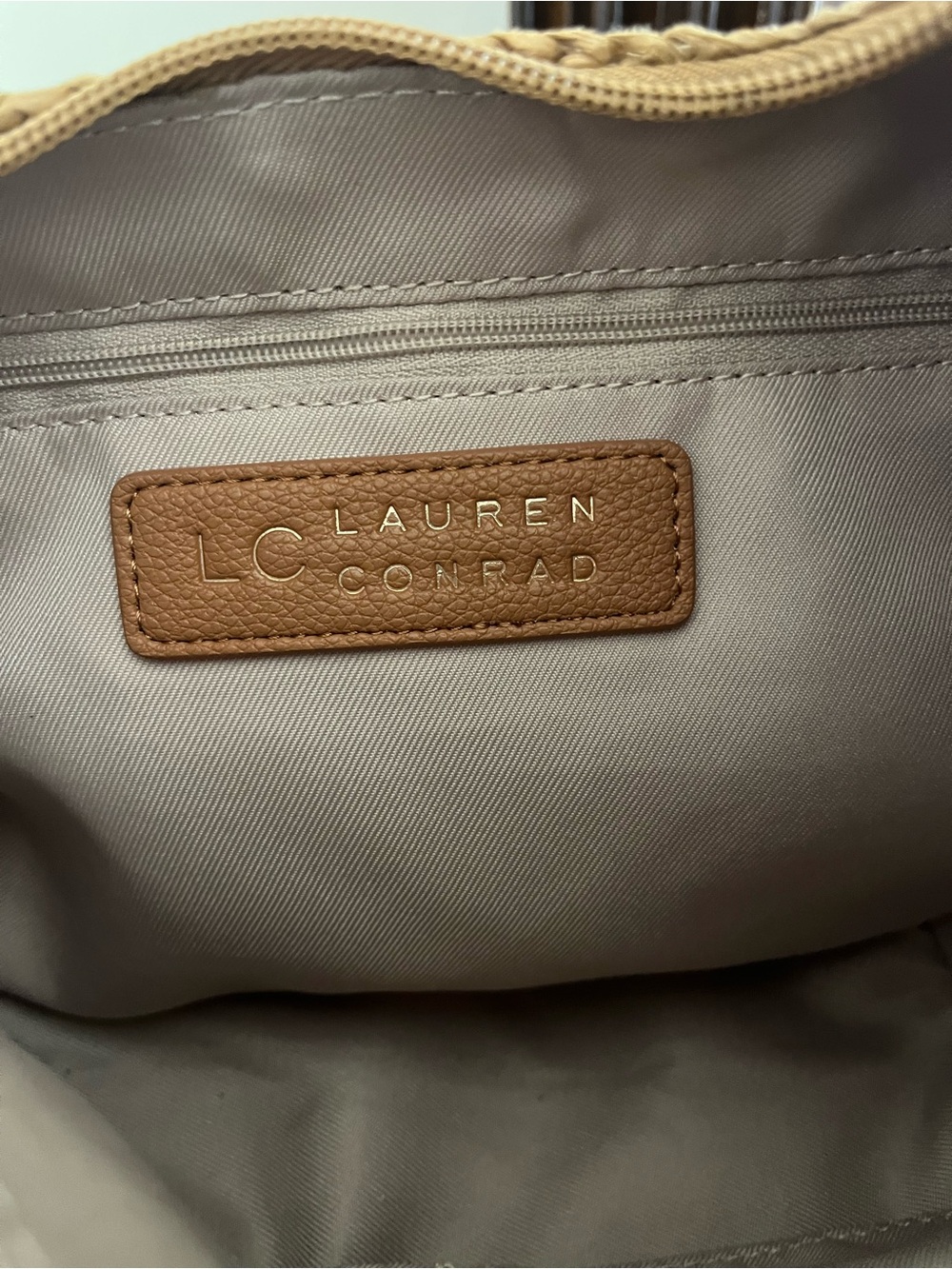 LC Lauren Conrad Beige Woven Hobo Bag with Tan Strap - Picture 2 of 2